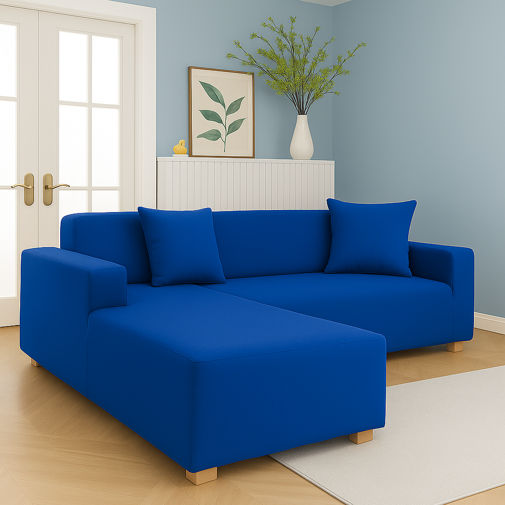 Housse de Canapé d'Angle Extensible | Lot de 2 | Bleu