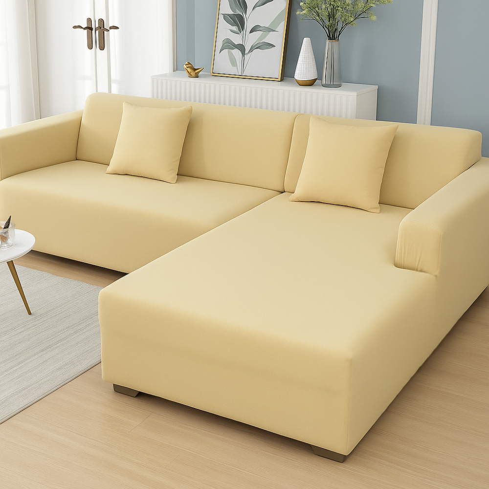 Housse de Canapé d'Angle Extensible | Lot de 2 | Beige