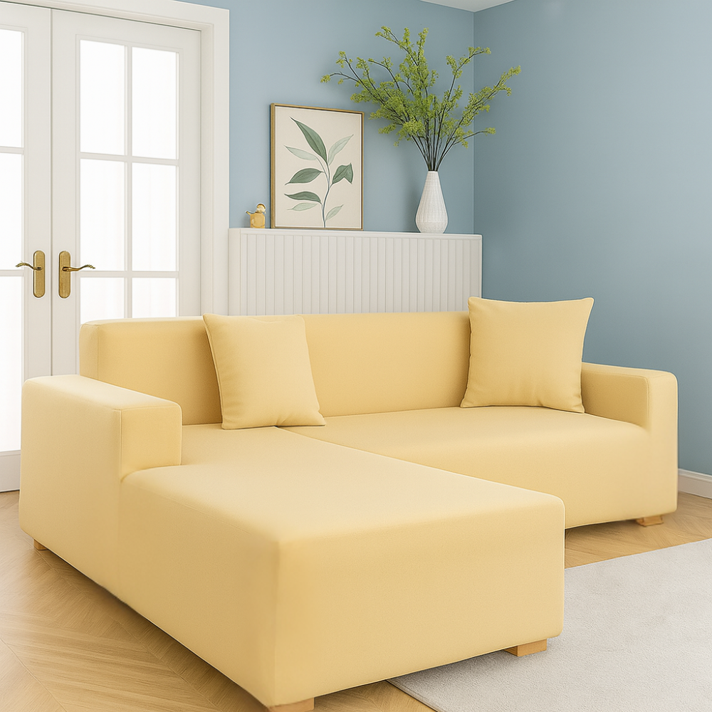 Housse de Canapé d'Angle Extensible | Lot de 2 | Beige