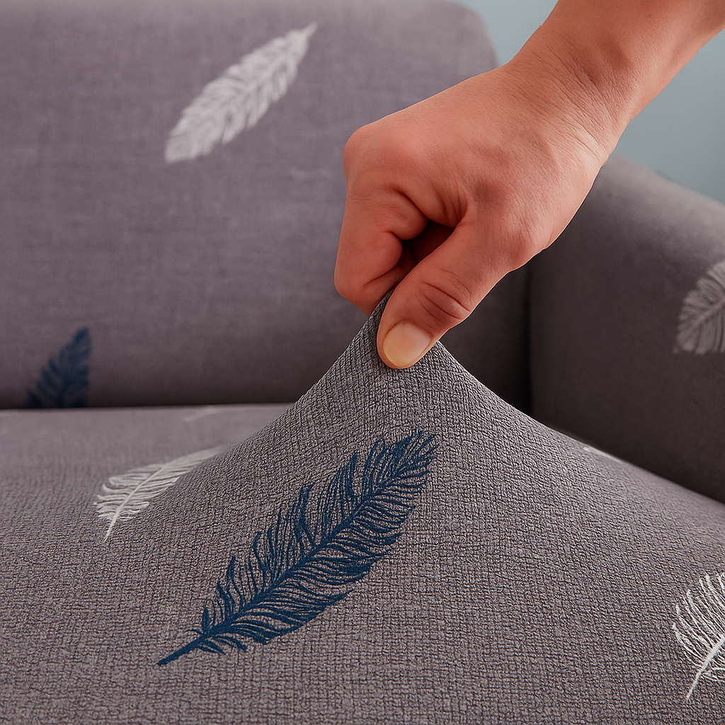 Housse de Canapé Clic-Clac Extensible | Motif plume