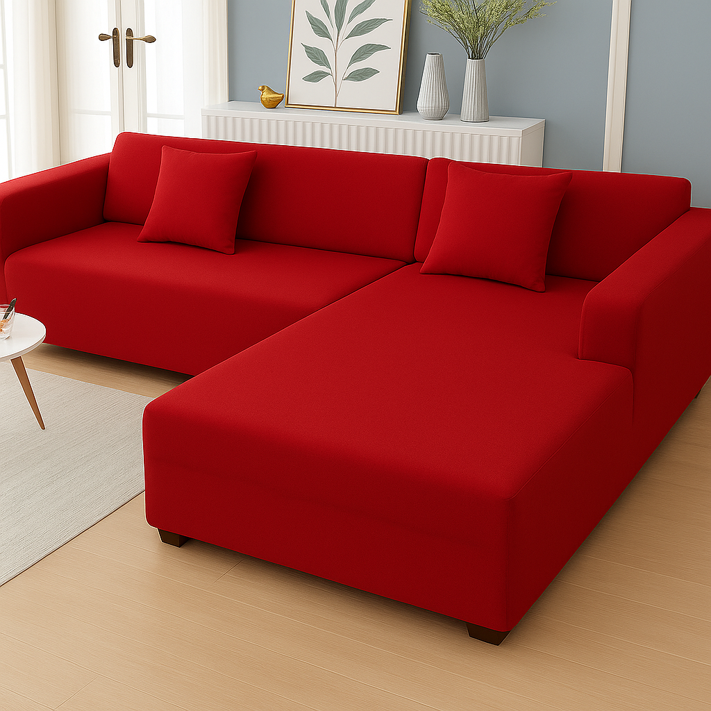 Housse de Canapé d'Angle Extensible | Lot de 2 | Rouge