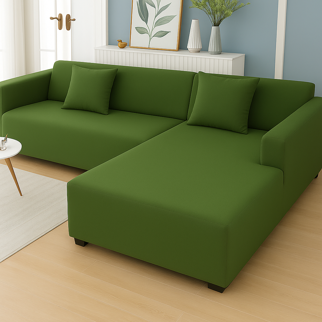 Housse de Canapé d'Angle Extensible | Lot de 2 | Kaki