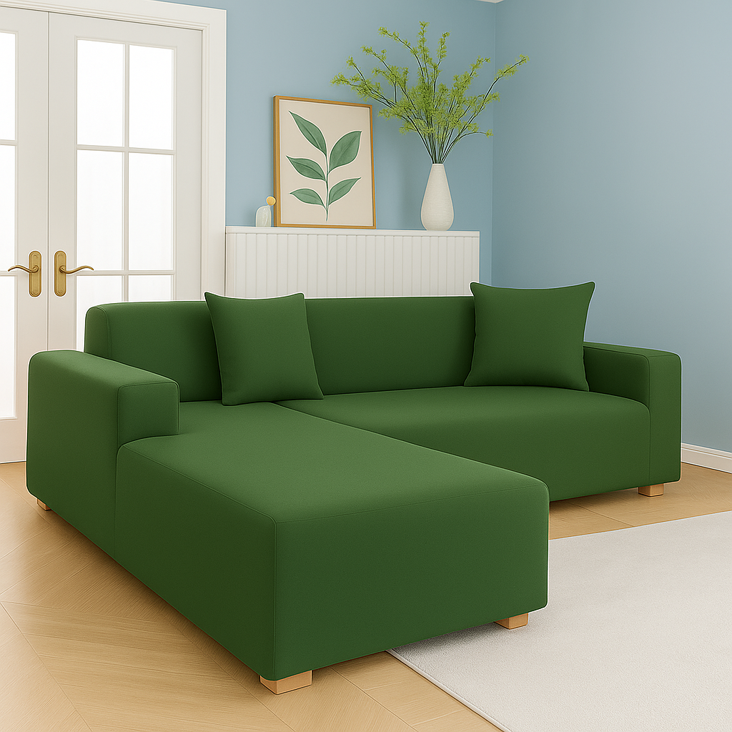 Housse de Canapé d'Angle Extensible | Lot de 2 | Kaki