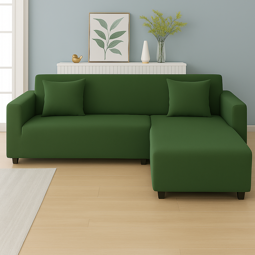 Housse de Canapé d'Angle Extensible | Lot de 2 | Kaki