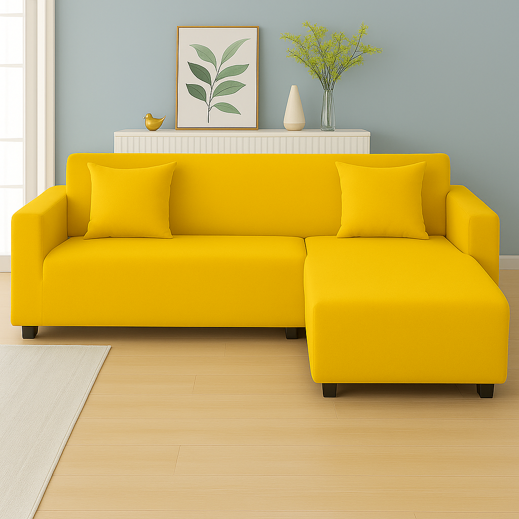 Housse de Canapé d'Angle Extensible | Lot de 2 | Jaune