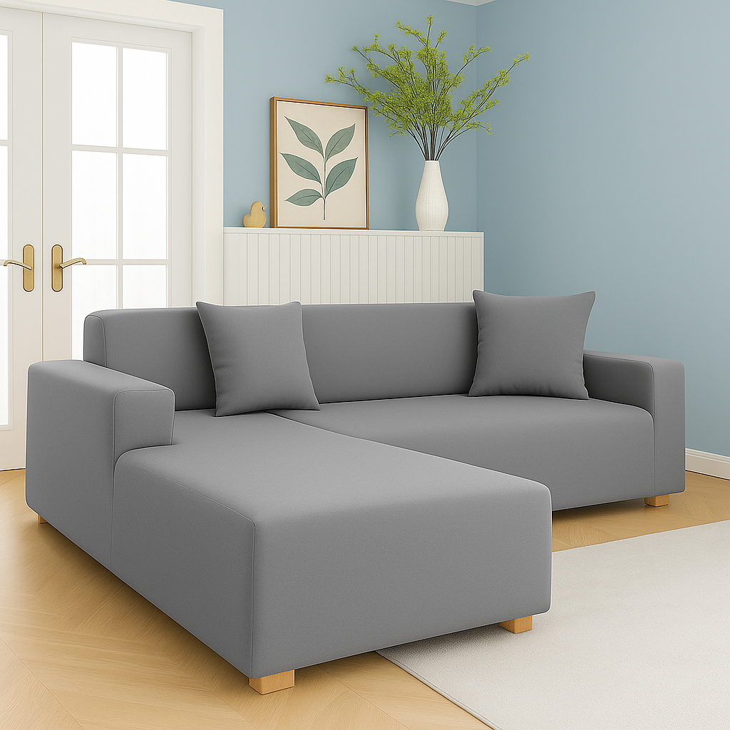 Housse de Canapé d'Angle Extensible | Lot de 2 | Gris clair