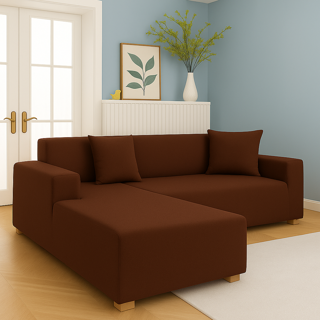 Housse de Canapé d'Angle Extensible | Lot de 2 | Café