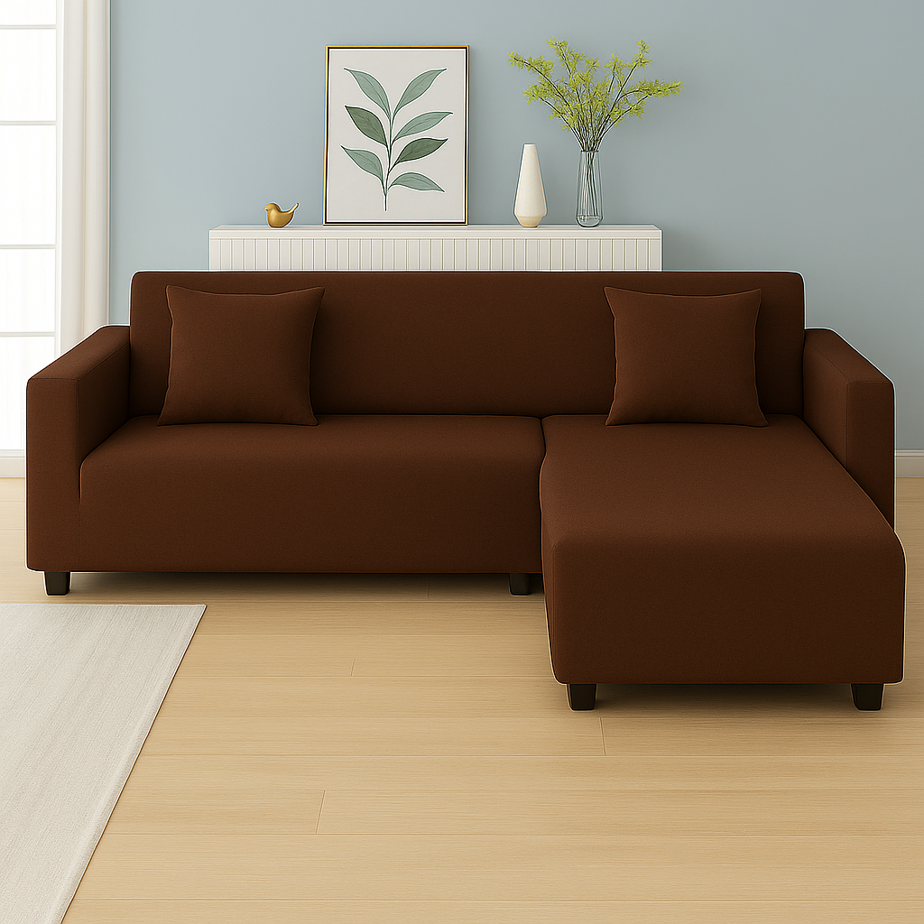Housse de Canapé d'Angle Extensible | Lot de 2 | Café