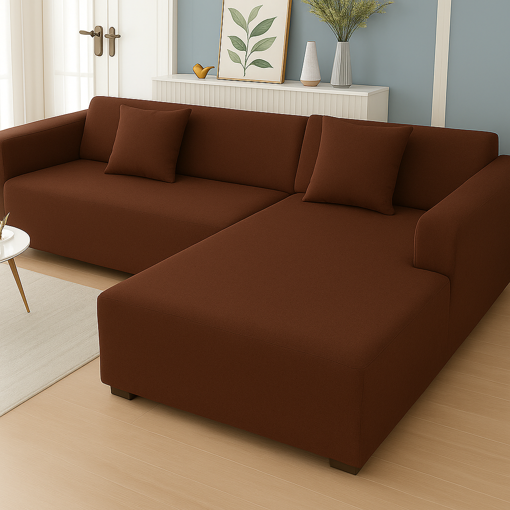 Housse de Canapé d'Angle Extensible | Lot de 2 | Café