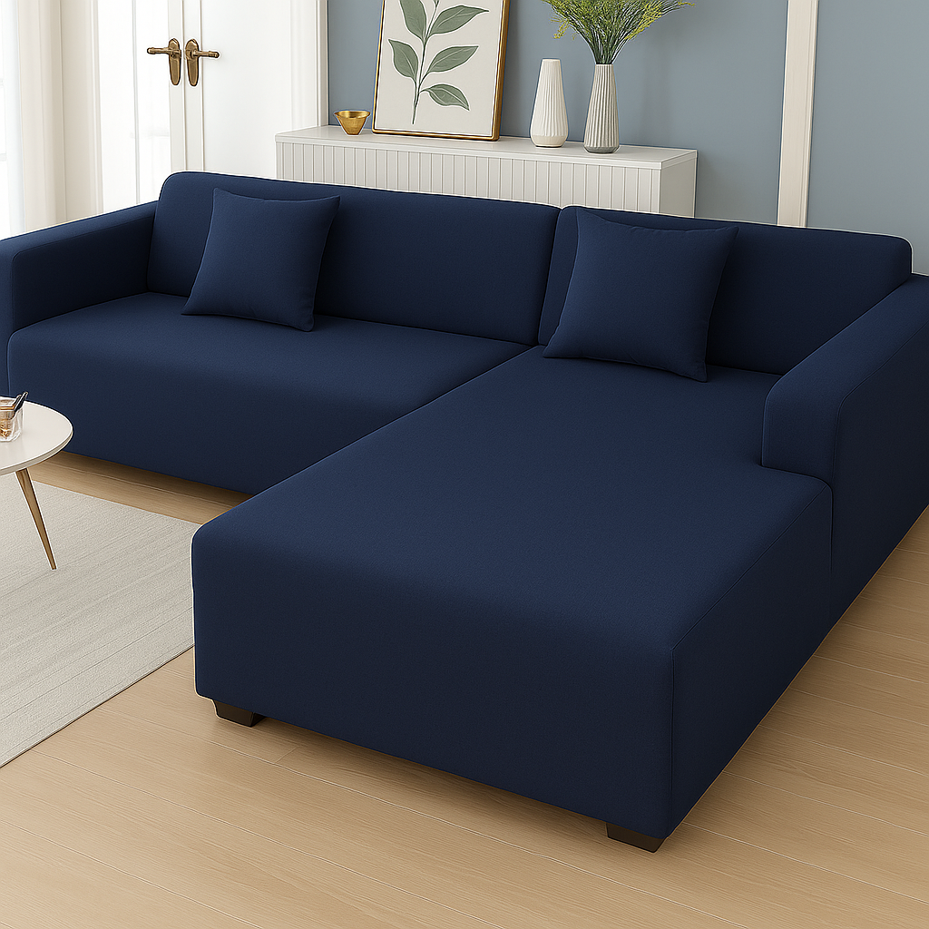 Housse de Canapé d'Angle Extensible | Lot de 2 | Bleu marine