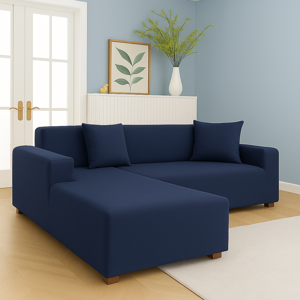 Housse de Canapé d'Angle Extensible | Lot de 2 | Bleu marine