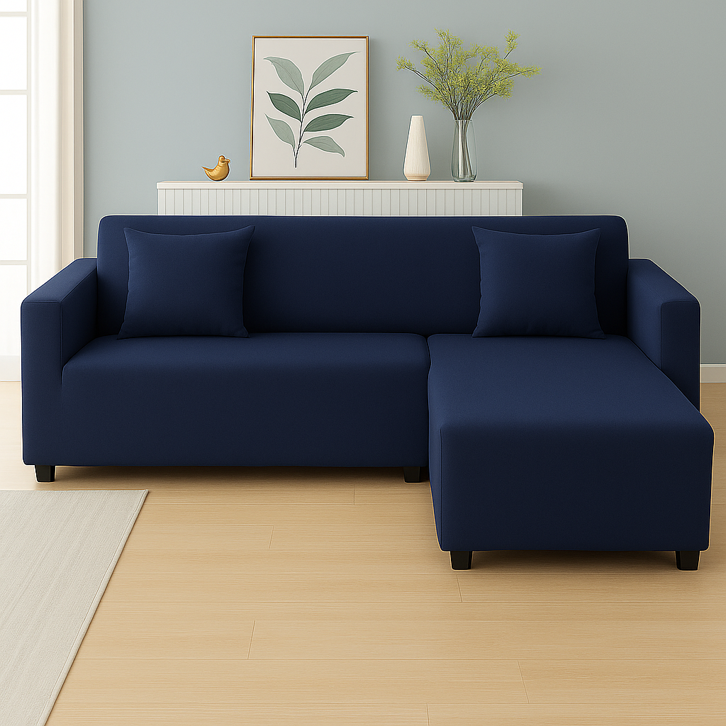 Housse de Canapé d'Angle Extensible | Lot de 2 | Bleu marine