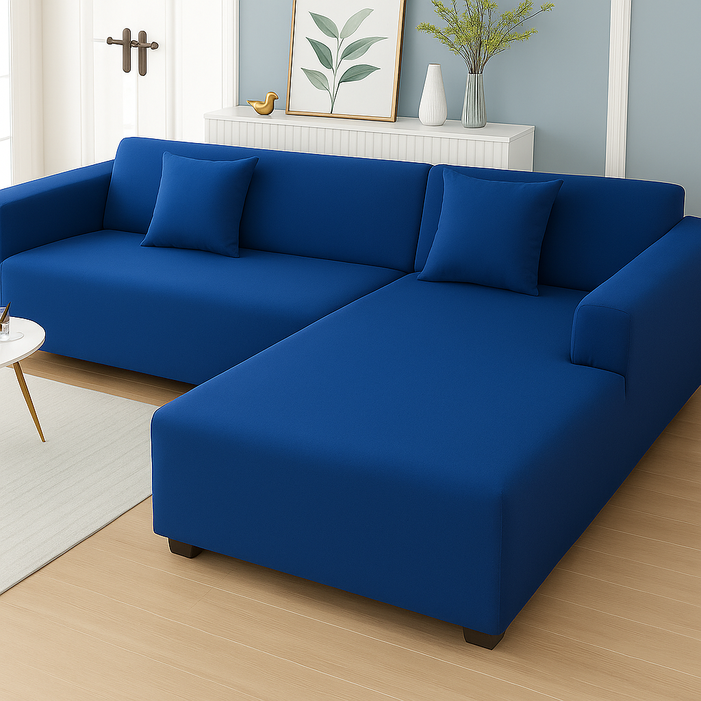Housse de Canapé d'Angle Extensible | Lot de 2 | Bleu