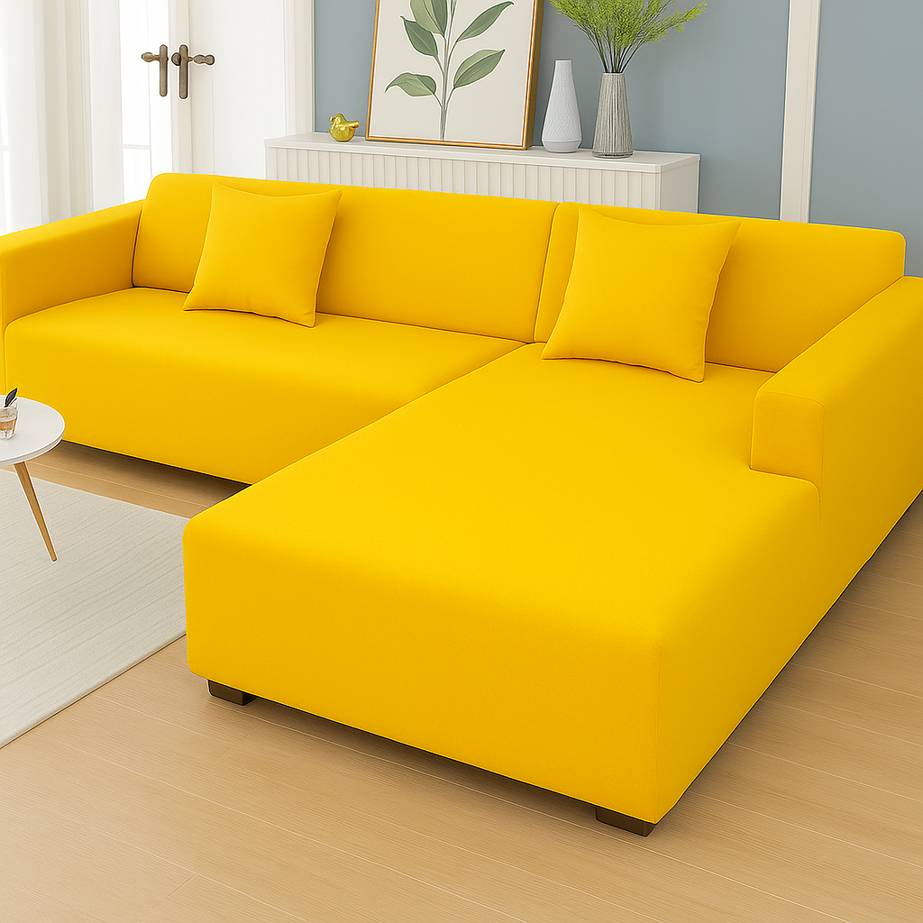 Housse de Canapé d'Angle Extensible | Lot de 2 | Jaune