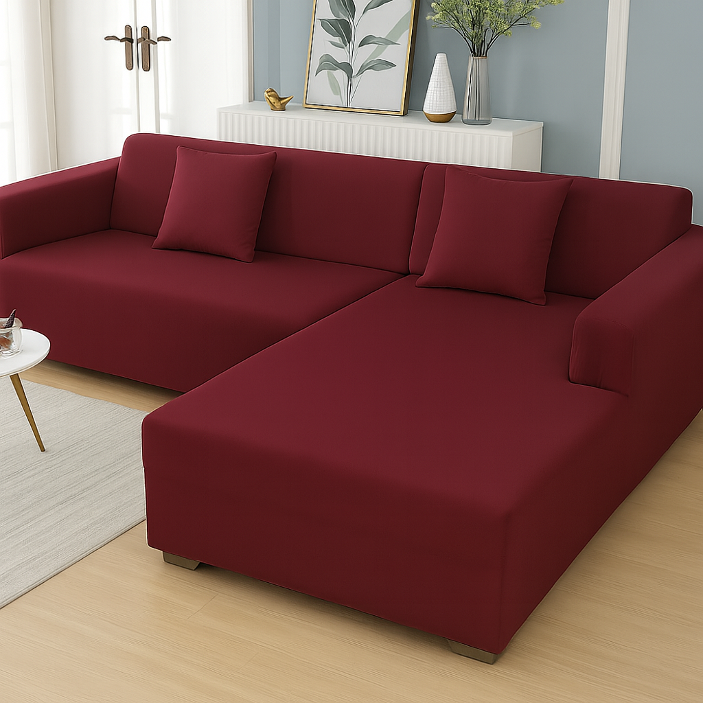 Housse de Canapé d'Angle Extensible | Lot de 2 | Bordeaux