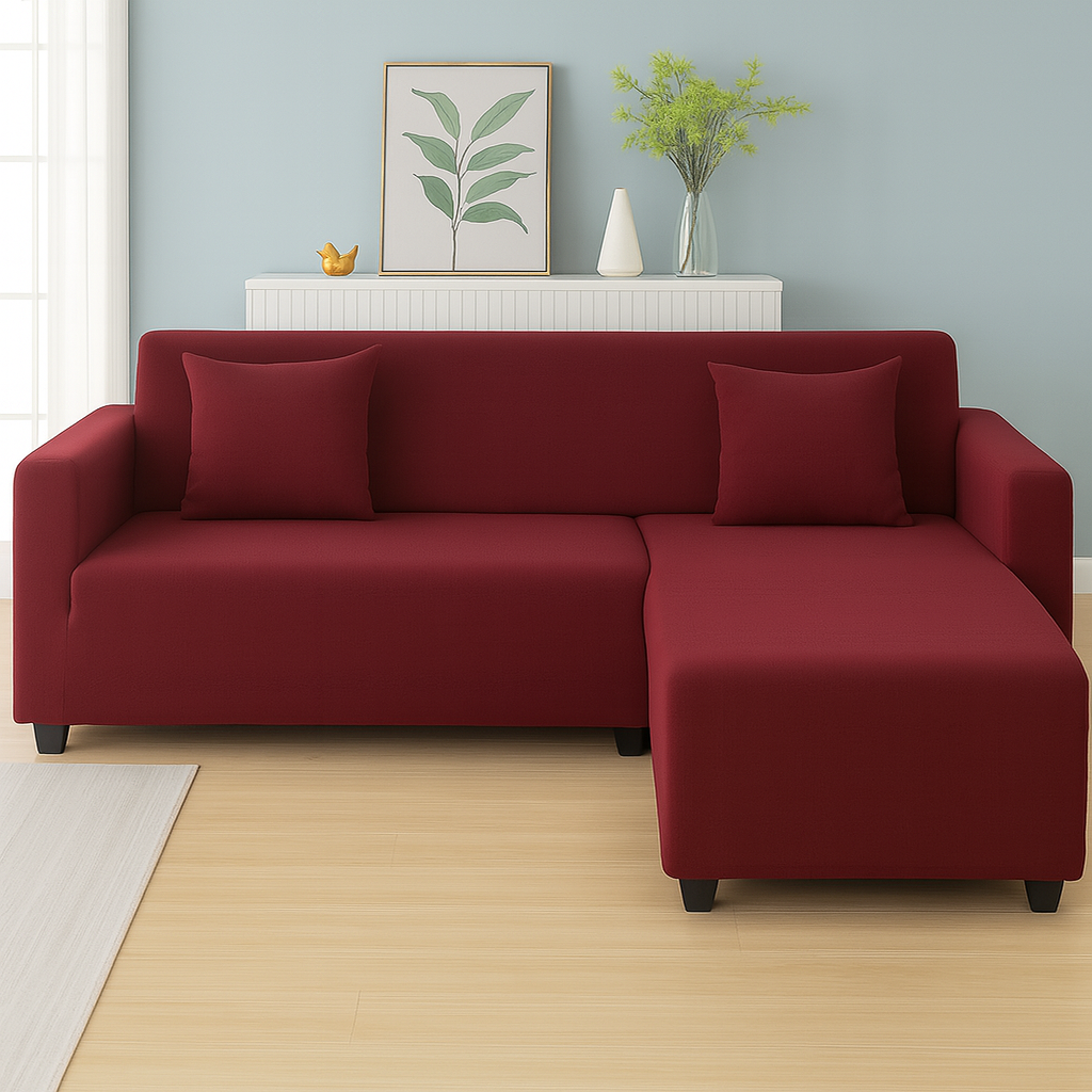 Housse de Canapé d'Angle Extensible | Lot de 2 | Bordeaux