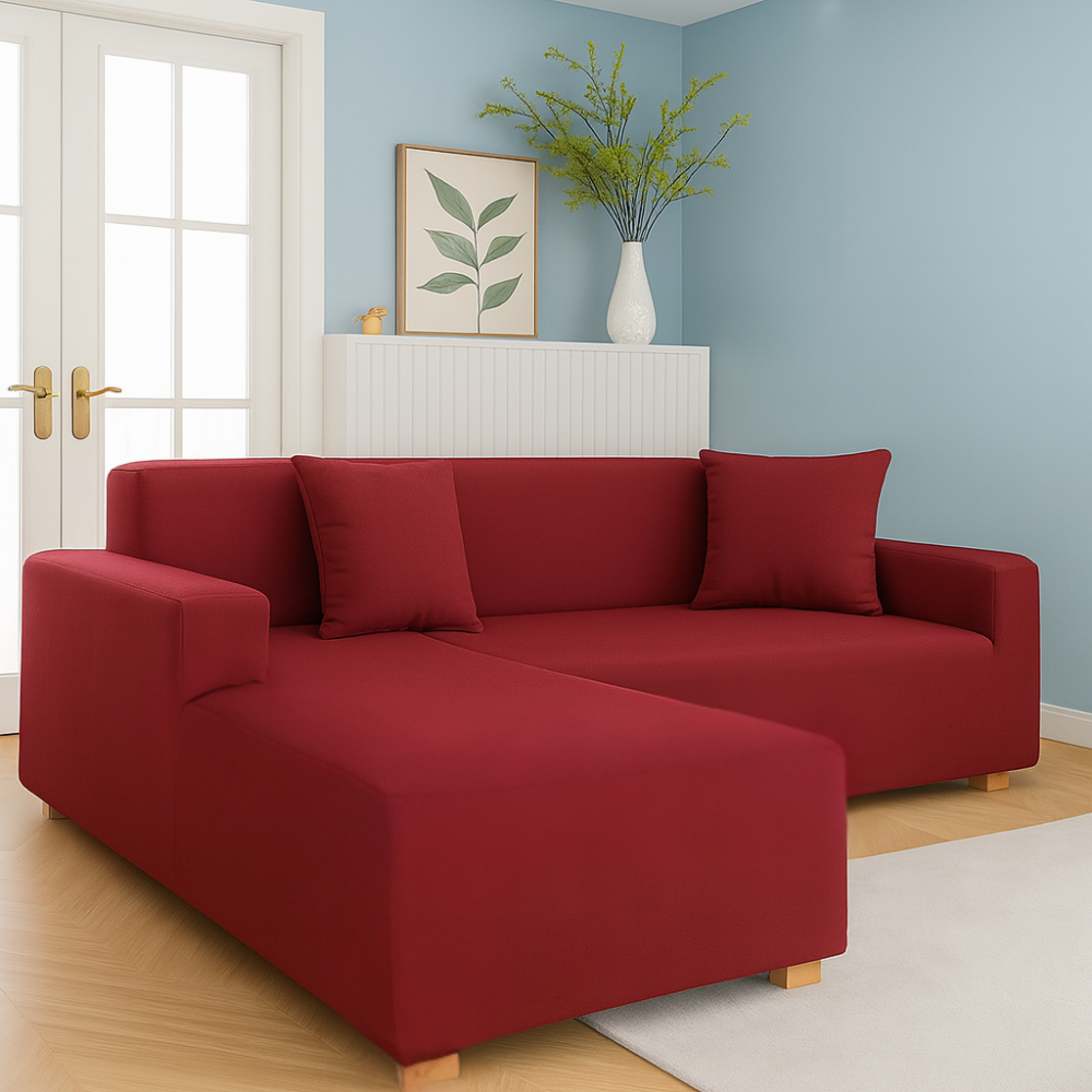 Housse de Canapé d'Angle Extensible | Lot de 2 | Bordeaux