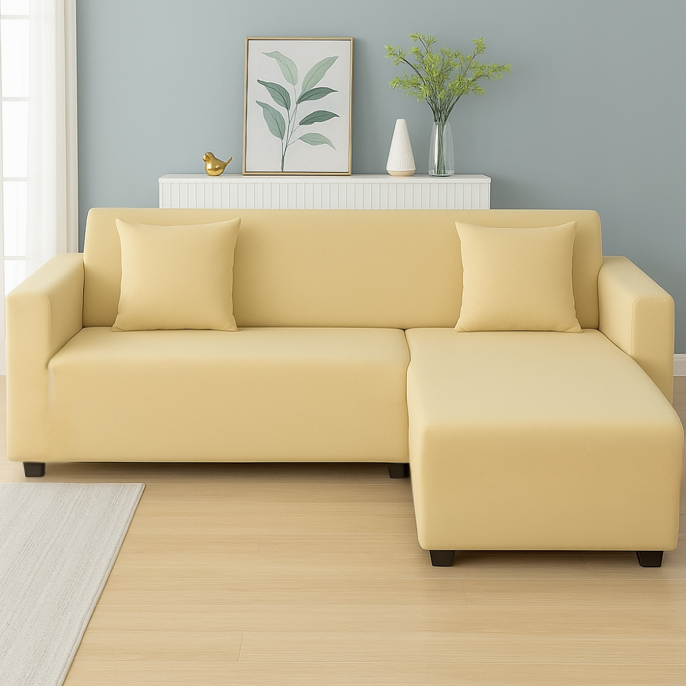 Housse de Canapé d'Angle Extensible | Lot de 2 | Beige