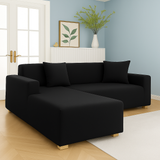 Housse de Canapé d'Angle Extensible | Lot de 2 | Noir