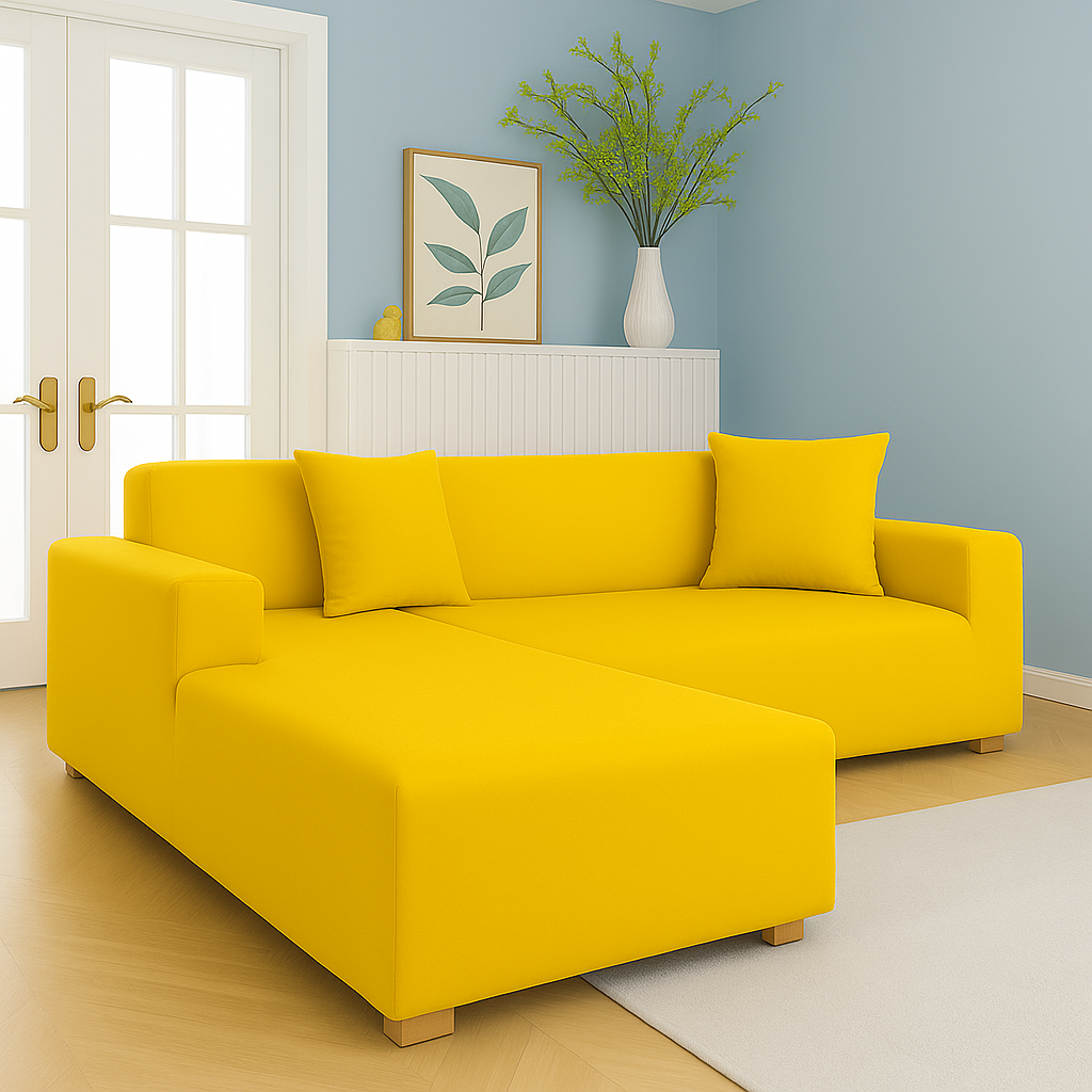 Housse de Canapé d'Angle Extensible | Lot de 2 | Jaune