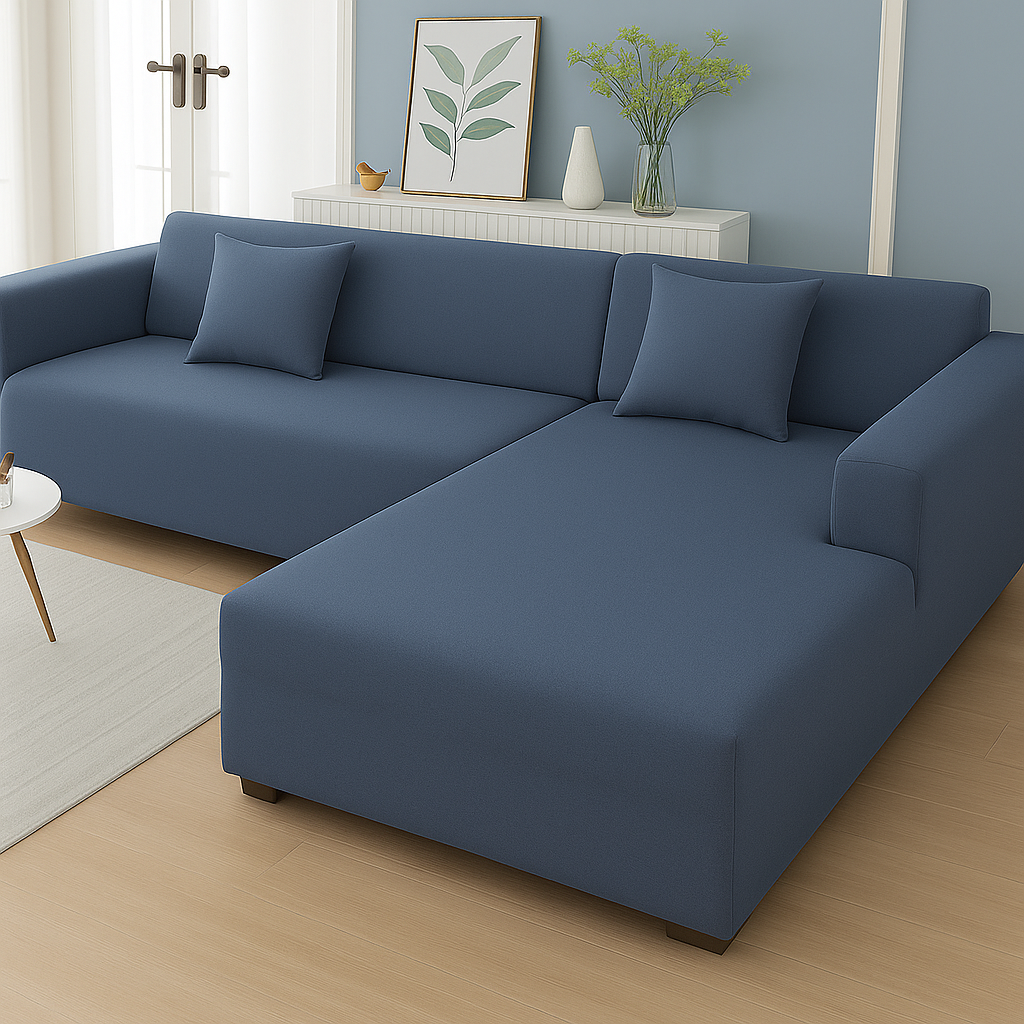 Housse de Canapé d'Angle Extensible | Lot de 2 | Bleu gris